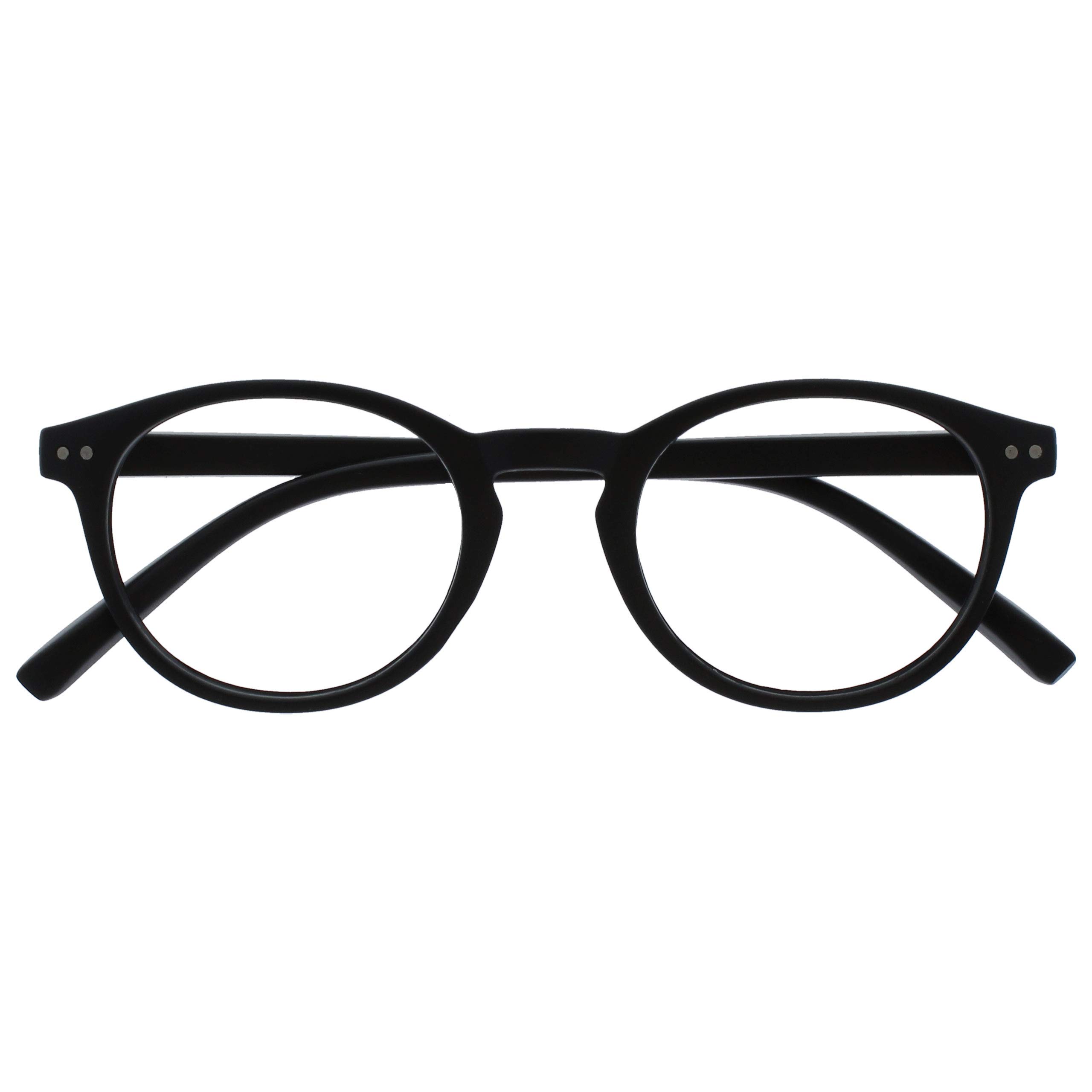 OPULIZE Zen Reading Glasses Cool Round Frame Spring Hinges Scratch Resistant Matte Black Mens Womens R24-1 +1.00