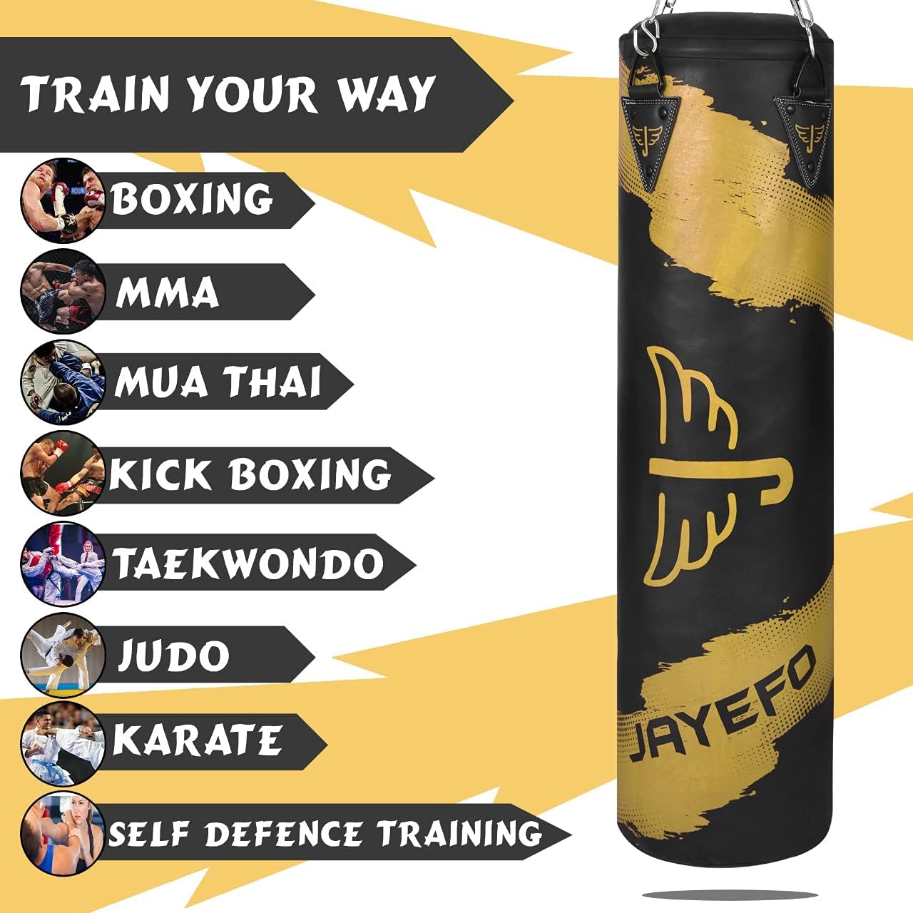 Jayefo Filled Heavy Punching Bag (Yellow) : Sports & Outdoors