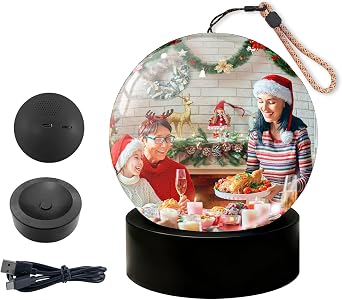 2026 New Memory Sphere Orb, Personalized 2.7" 3D Crystal Pearl Ball Video Player with APP Custom Photo/Video WiFi Upload at Will, Hanging/Table Core Ornament for Couple Family Birthday Gift Black