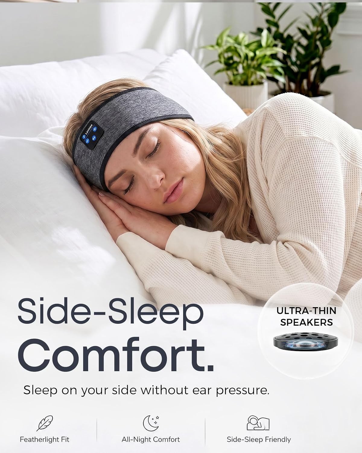 Headphones Headband, Sleeping Bluetooth Headband for Side Sleepers - Reduce Snoring Disturbance for Sleeping,Sports Wireless Sleep Headphones for Women Men Mom Dad