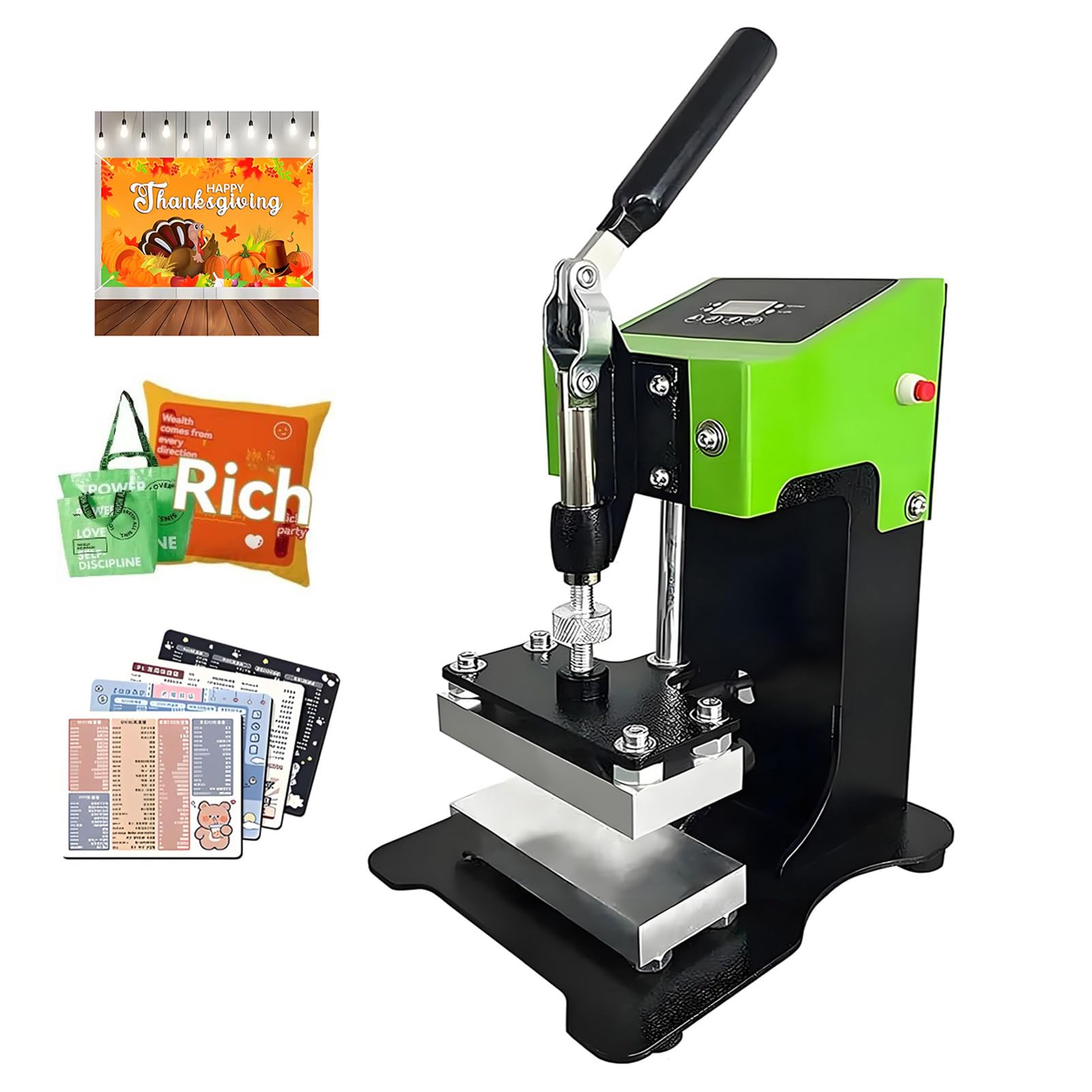 Prensa de Calor para Sublimación Máquina de Extracción de Rosin 600W 1 Ton de Presión Placas Duales LCD para Control Preciso para Pegar Camisetas Secar Flores Plantas
