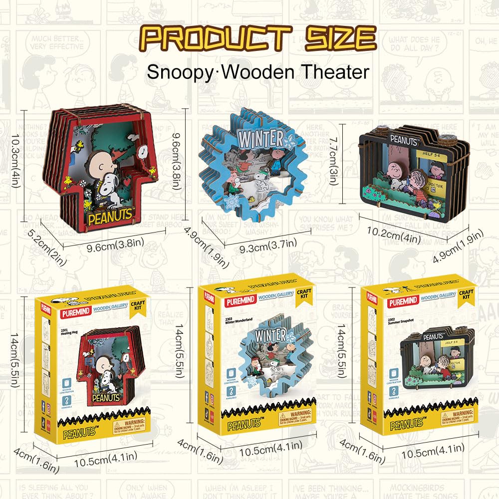 Amazon.com: puremind Snoopy Puzzle 3D Wooden Kit, Peanuts Winter