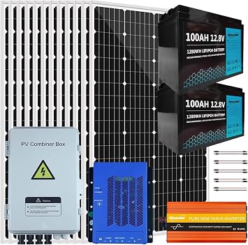 1440W خارج الشبكة الشمسية لوحة كيت 24 V نظام شمسي كامل مع 12 pcs 120 W لوحة للطاقة الشمسية و 3000 W العاكس و 4 سلسلة الموحد مربع و 60 A MPPT المسؤول عن المراقب المالي و 2 pcs 100 AH البطارية