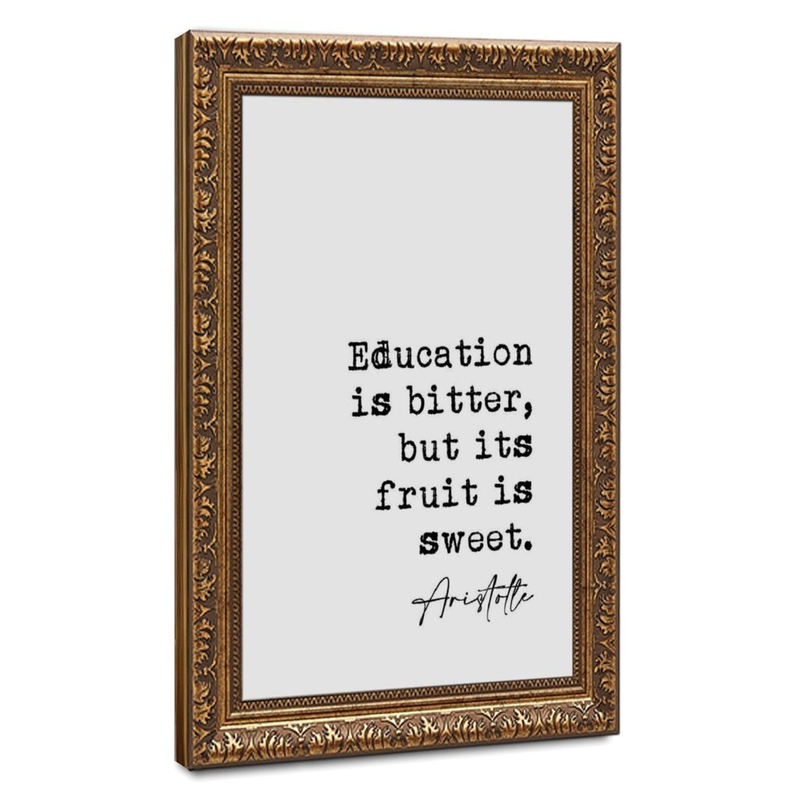Mnyuein Education Is Bitter, But Its Fruit Is Sweet Canvas Poster Bedroom Decor Sports Landscape Office Room Decor Gift Retro Gold Frame 24" L X 36" W