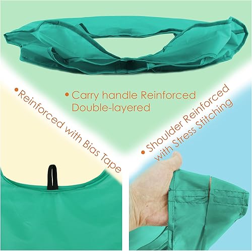 Vista 91 de BeeGreen Bolsas para comestibles, lavables a máquina, paquete de 12 bolsas extragrandes reutilizables, resistentes, plegables con banda Moss Marrs