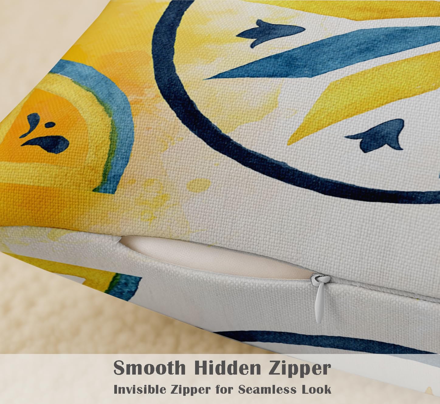 Blue Cotton Cushion Covers Set of 4, 16x16 Inch, Dual-Sided Print, Hidden Zipper Closure - Mandala Print