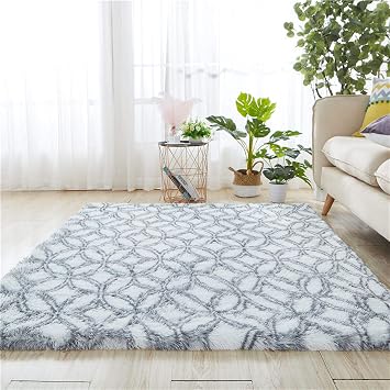 Luxury Soft Fluffy Bedroom Rugs, Modern Indoor Shaggy Fur Area Rug, Non-Slip Comfy Plush Furry Fur Rugs, for Bedrooms Rugs Living Room Kids Rooms Sofa Floor Rugs