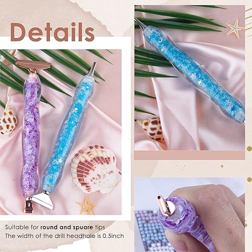 Miniatura 5 de Avimegii 19 piezas de accesorios y herramientas de arte de diamante, bolígrafo luminoso de pintura de diamante 5D, 40% grueso agarre cómodo,