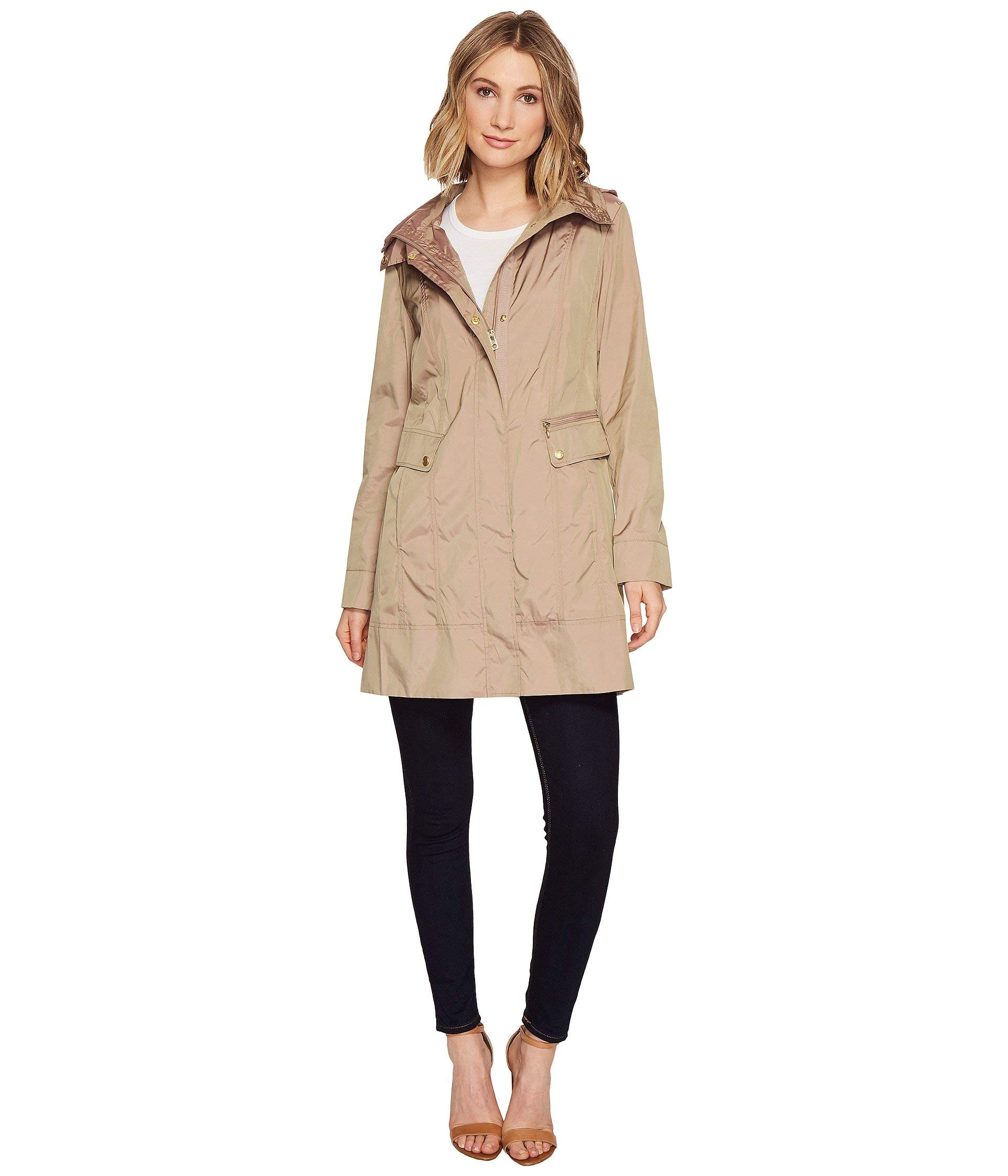 Cole HaanWomen's Back Bow Packable Hooded Rain Jacket