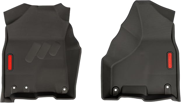 BaseLayer Floor Mats for RAM 1500/2500/3500 Crew Cab 2009-2018 & Ram 1500 Classic 2019-2024 - Made in USA - Premium All-Weather Mats Front Set Red with Vehicle OCD Center Console Organizer
