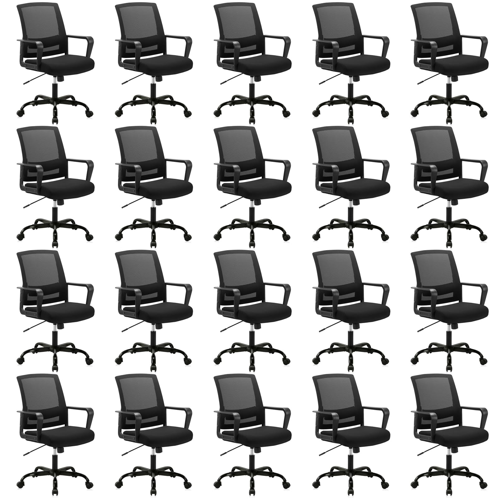 CLATINA Ergonomic Rolling Mesh Desk Chair with Executive Lumbar Support and Adjustable Swivel Design for Home Office Computer Black 20 Pack