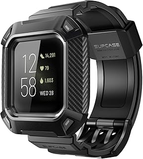 SUPCASE Unicorn Beetle Pro Watch Bands for Fitbit Versa 3 / Fitbit Sense, Protective Replacement Wristband Case Band (Black)