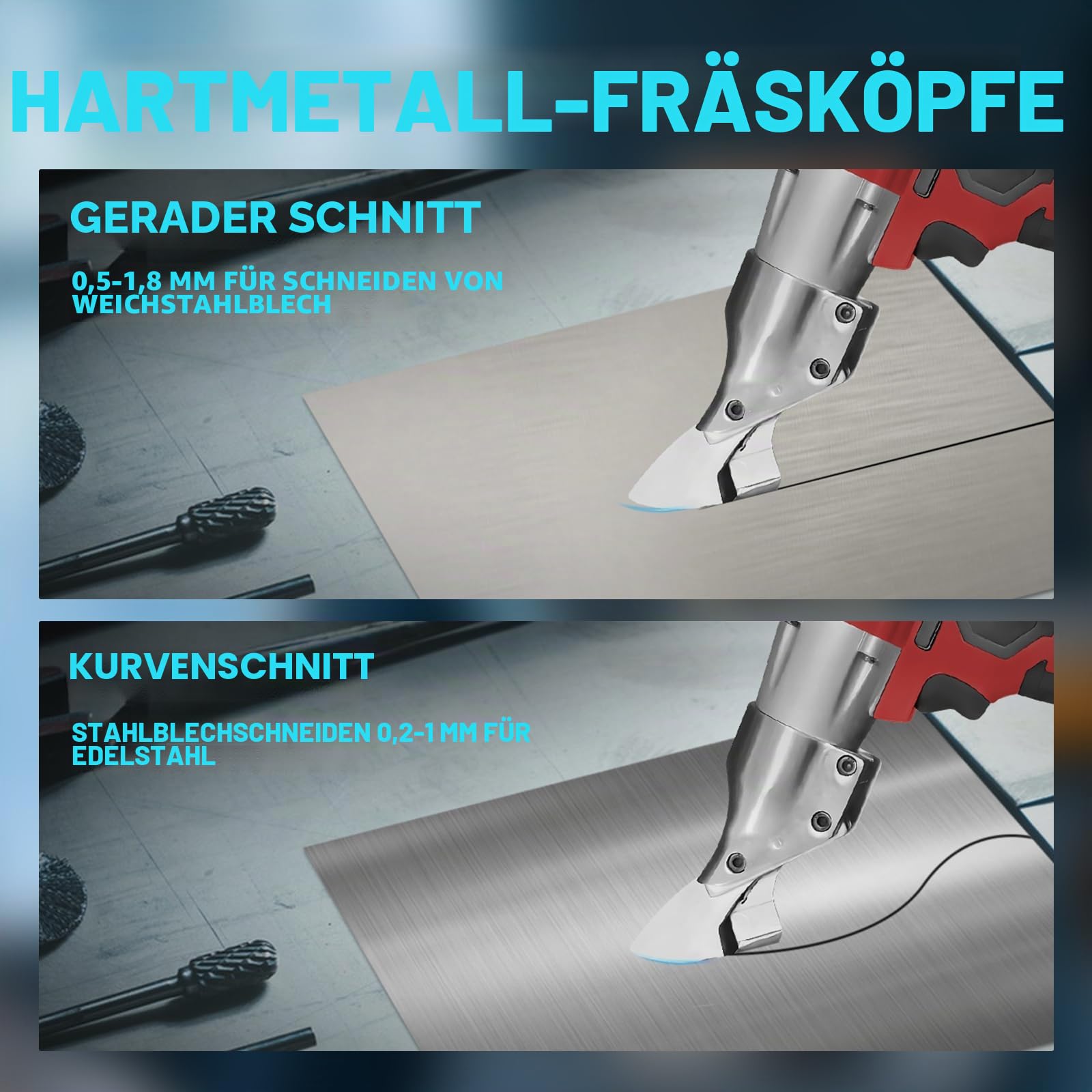 Akku-Elektroschere für Milwaukee 18V Akku, 300N.m Bürstenlose Blechschere, Max 2mm Scherenstärke für Blech, Teppich, Leder, Metall