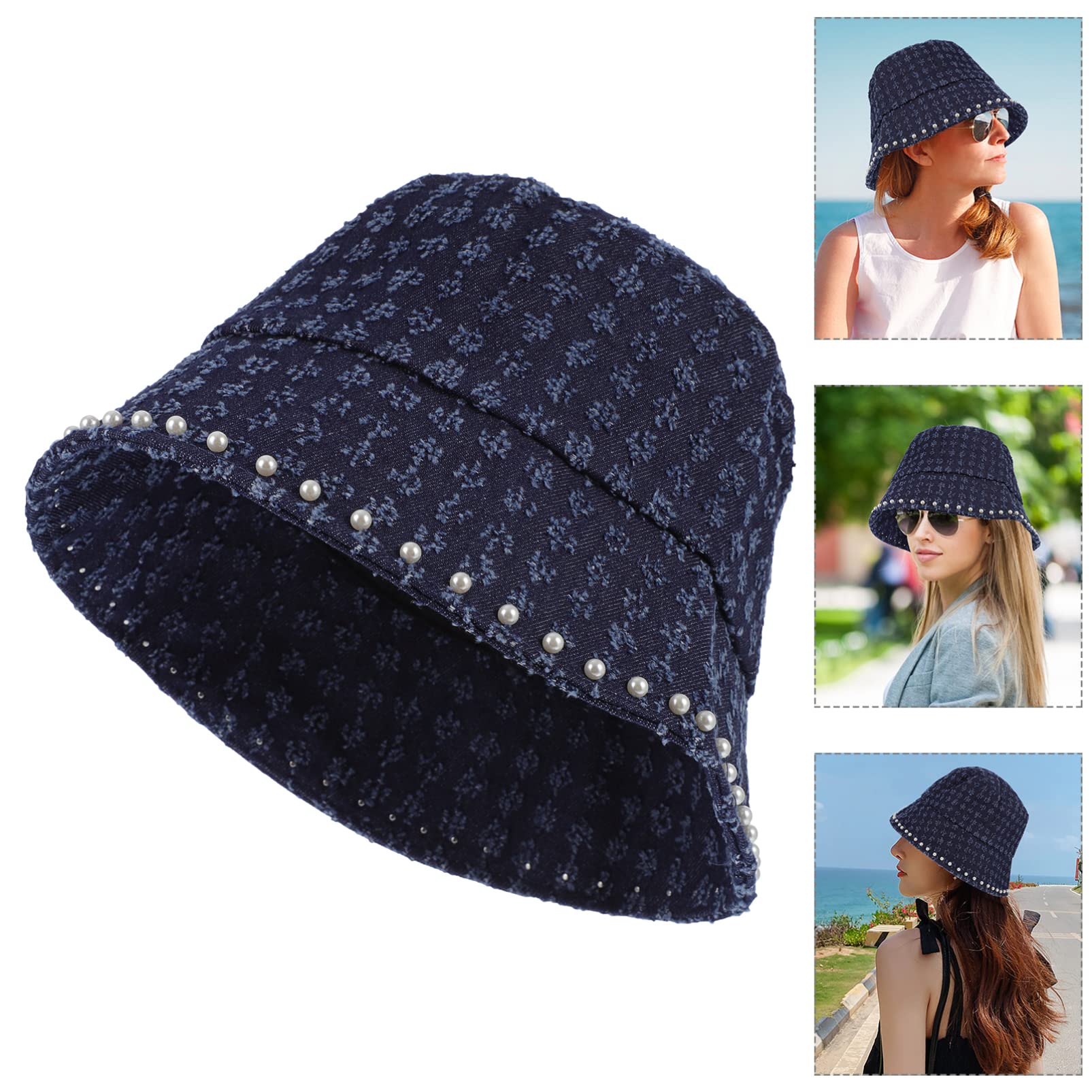 SOIMISS Chapeau de pêcheur Casquettes de Soleil pour Femmes Chapeaux Dames Bonnet Casquette Femme Bucket Hat Casquette Jean Casquettes décontractées pour Femmes bob en Jean Blue