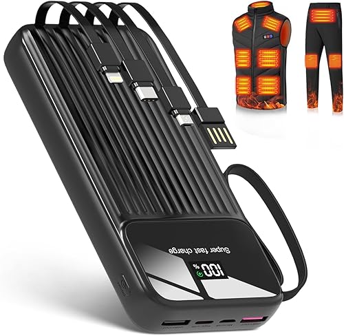 Chaleco calefactable de 40000 mAh, batería de 5 V, cargador de batería USB, compatible con OroroWeamestTideweVenustas, chaqueta de calefacción