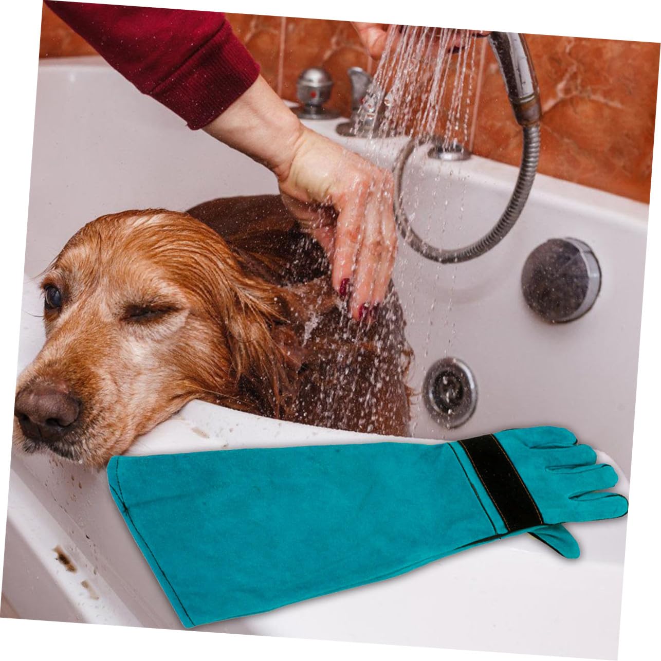 Guantes de Protección para Mascotas de Sintética Resistentes Mordeduras de Perros y Gatos Manga Larga para Alimentación y Soldadura Talla Color Azul