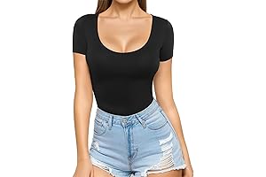 Women's Scoop Neck Spandex Long and Short Sleeve Tops