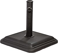 US Weight 26 lb Cast Stone Umbrella Base for Patio Tables - Fits 1.3"-1.8" Poles, Black Outdoor Stand