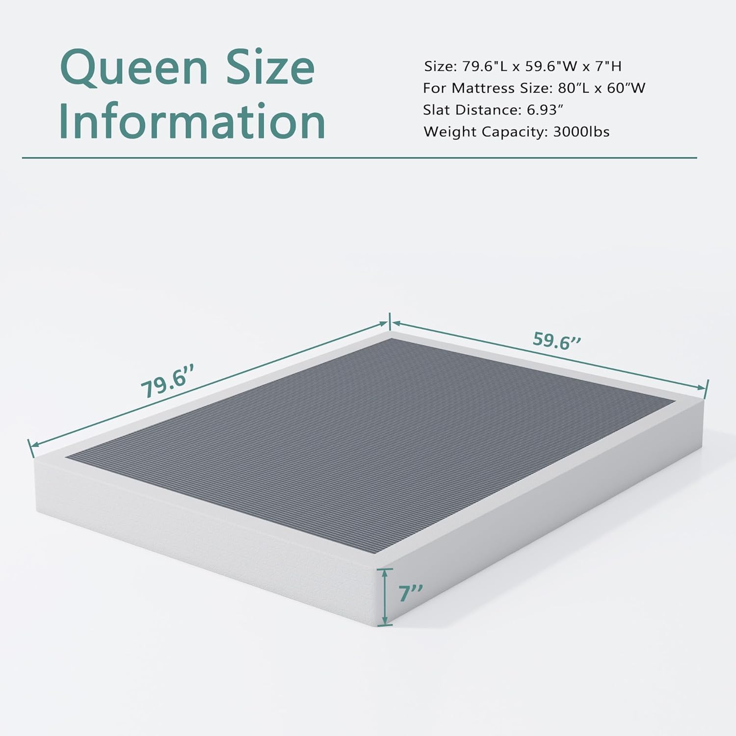 XINXINYAN Queen Size Box Spring 7 Inch,Heavy Duty Queen Box Spring,Sturdy Metal Frame with Fabric Cover Set, Easy Assembly, Noise Free