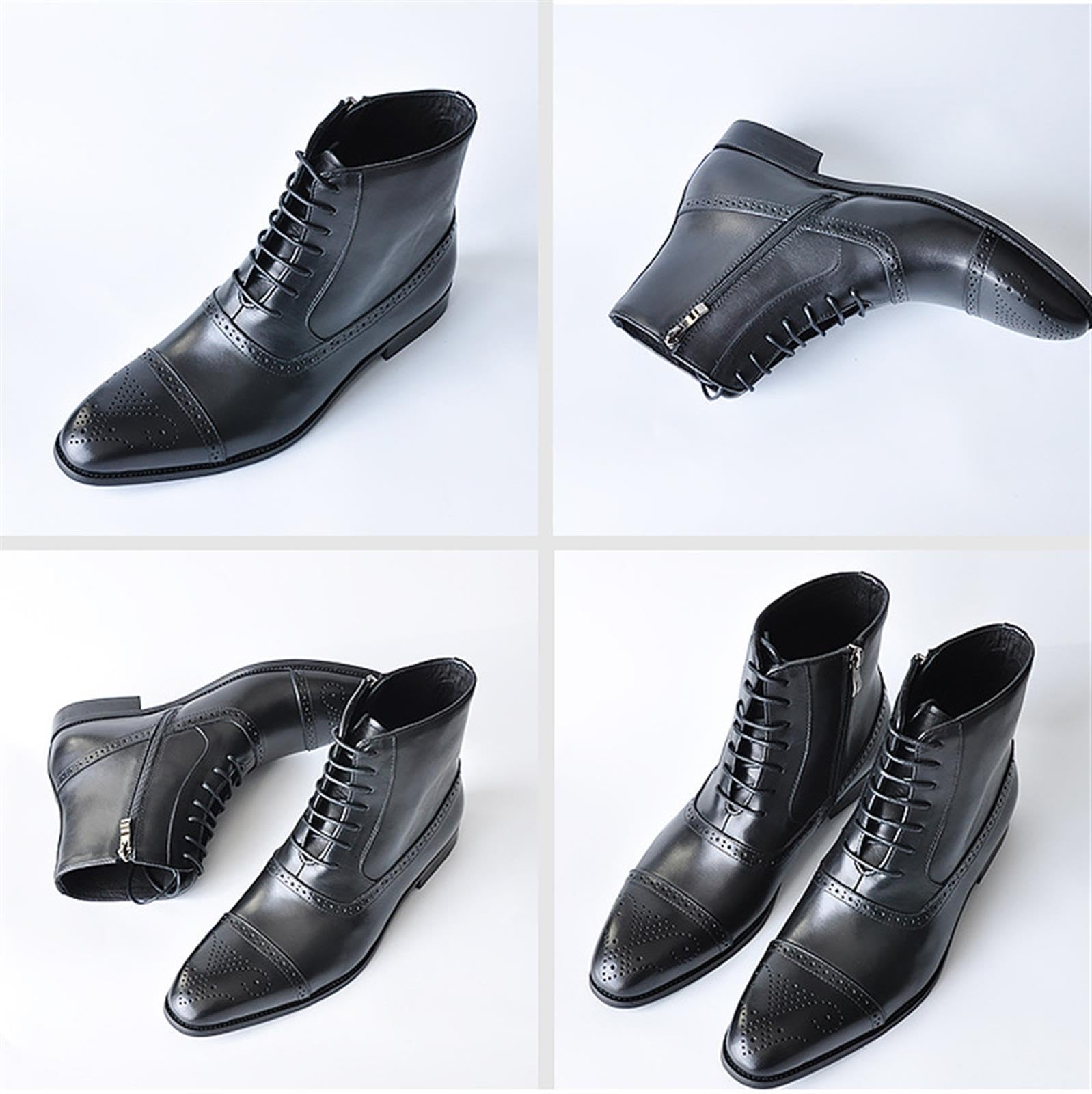 Stivaletti Uomo Pelle PU Brogue Scarpe Eleganti Lavoro Affari Casual