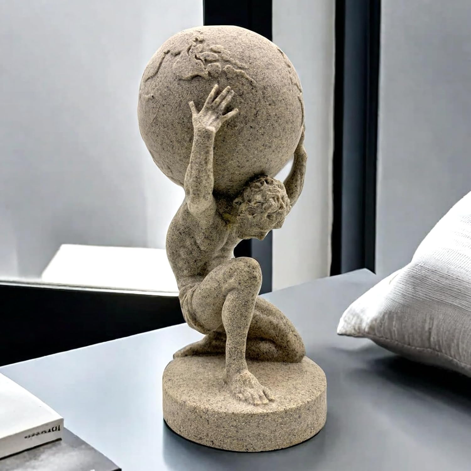 10.5 Inch Greek Atlas Holding World Statue Sculpture Figurine Home Office Living Room Desktop Display Decor Decorative Decoration
