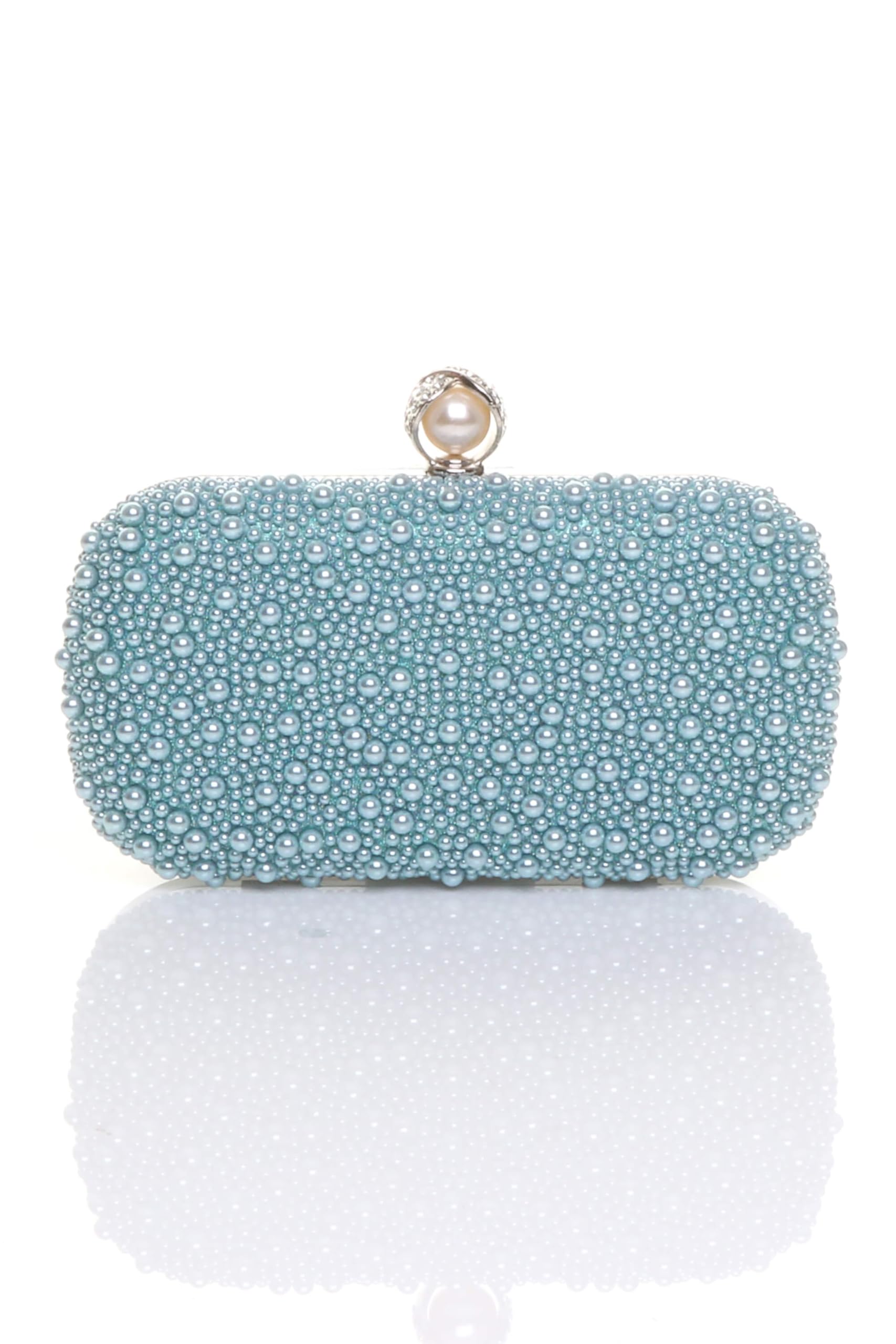 AJVANI Evening Pearl Beaded Satin Bridal Wedding Prom Party Bag