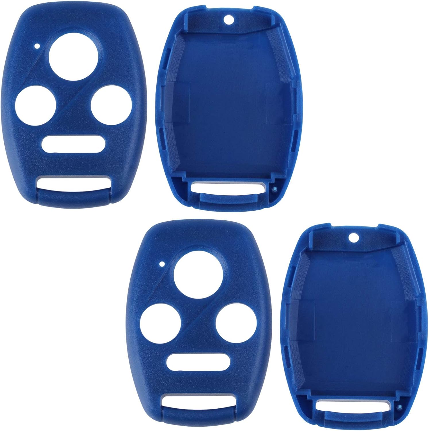 NO CUTTING NEEDED - 2 Key Fob Keyless Entry Remote Shell Case & Pad fits Honda 2003-2012 Accord / 2006-2013 Civic EX / 2009-2015 Pilot /2005-2006 CR-V (Blue)