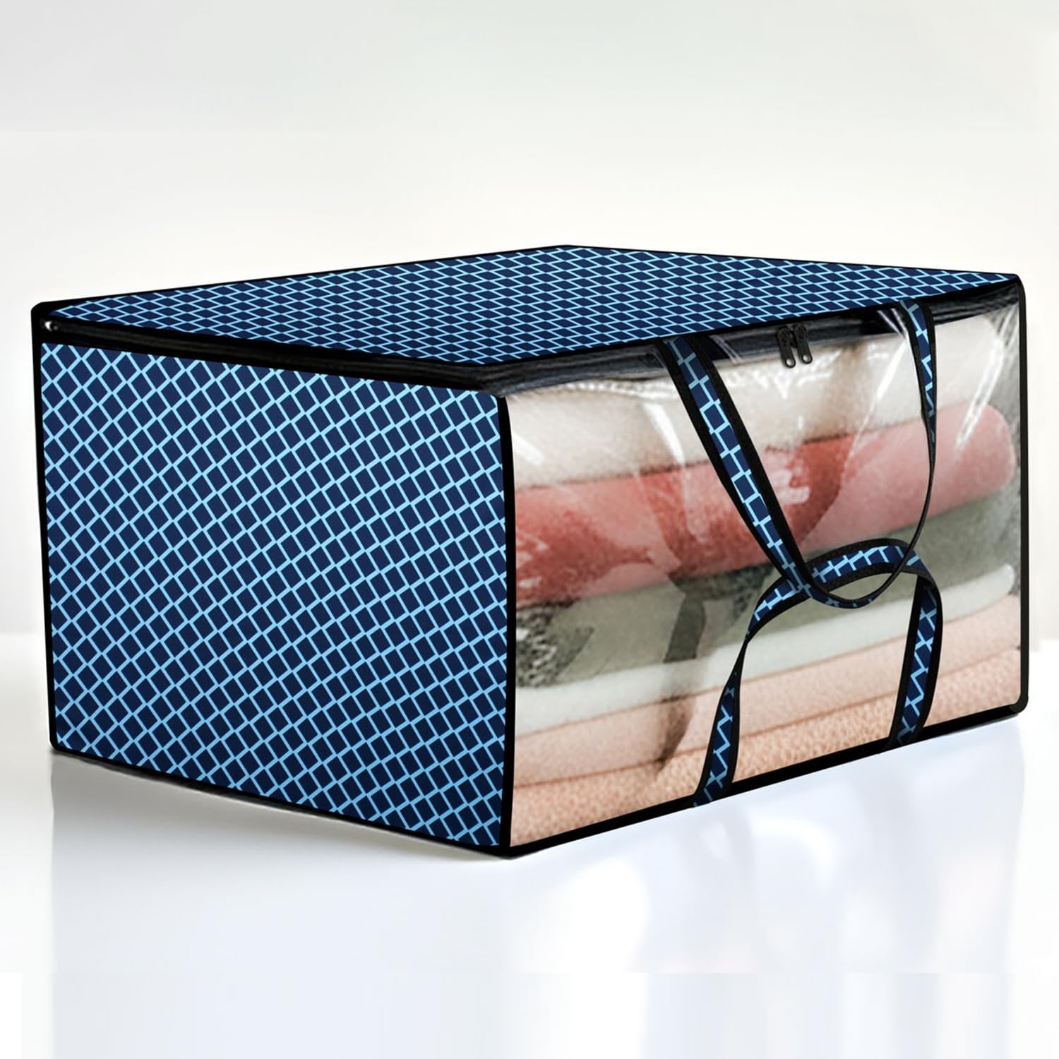 The Furnishing Tree Blanket Bag/Storage Bag/Quilt Bag Large Size Check Blue Pattern Set of 1-image-20