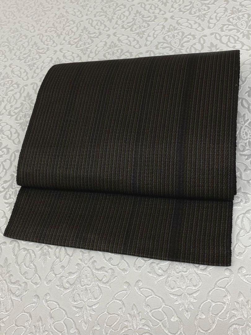 本場黄八丈 黒八丈 八寸名古屋帯 全通 軽い艶感 正絹