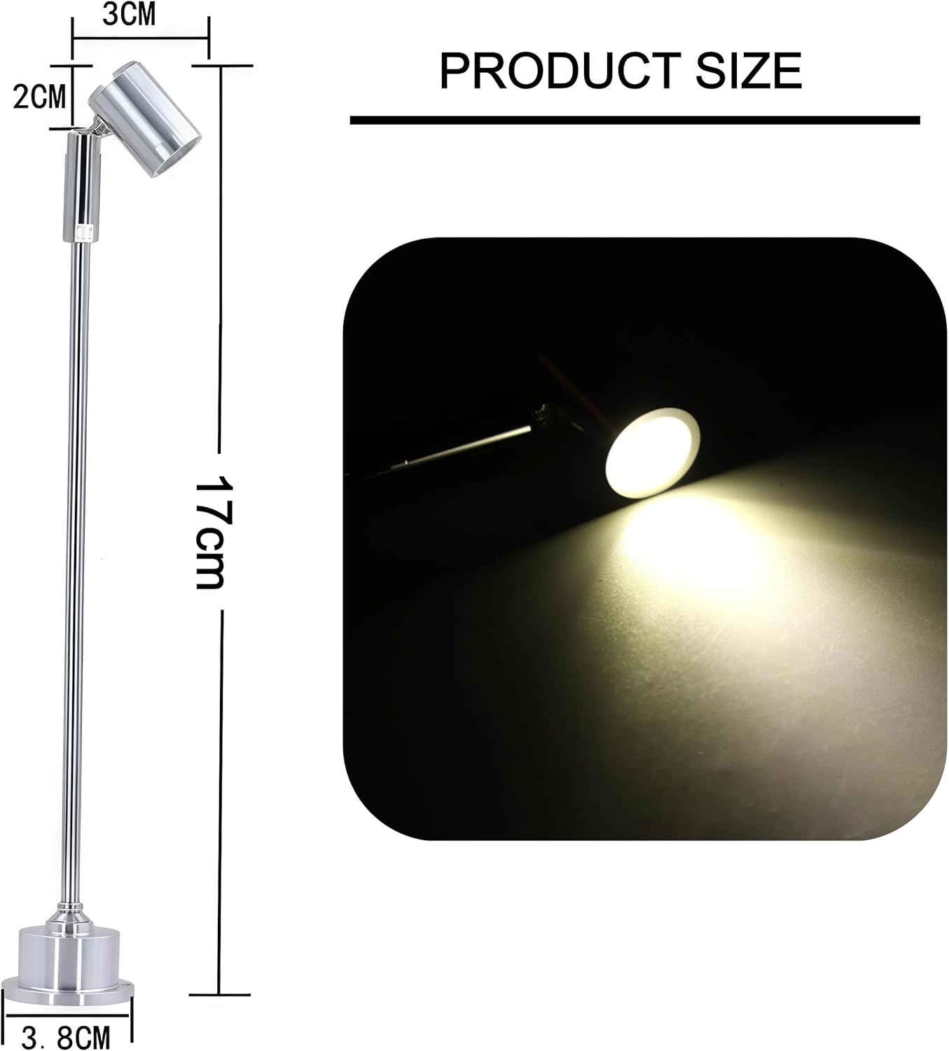 Guangyu 【Set of 2】Mini LED Spotlights for Pictures, Showcases & Decoration - 5W Accent Lights with Gooseneck, Art Plant Lighting, Small Spotlights for Painting, Jewellery, Models & Display