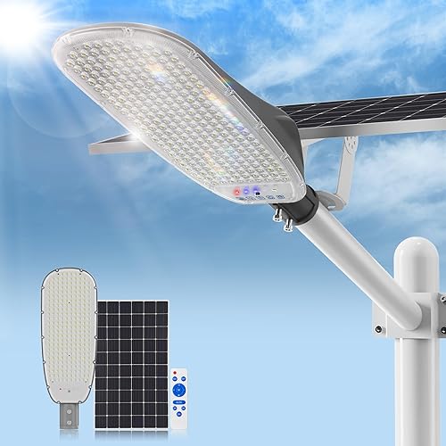 Miniatura 11 de 10000 W de luces solares de calle para exteriores resistentes al agua, 300,000 lm, luz LED de seguridad súper brillante con sensor de movimiento y
