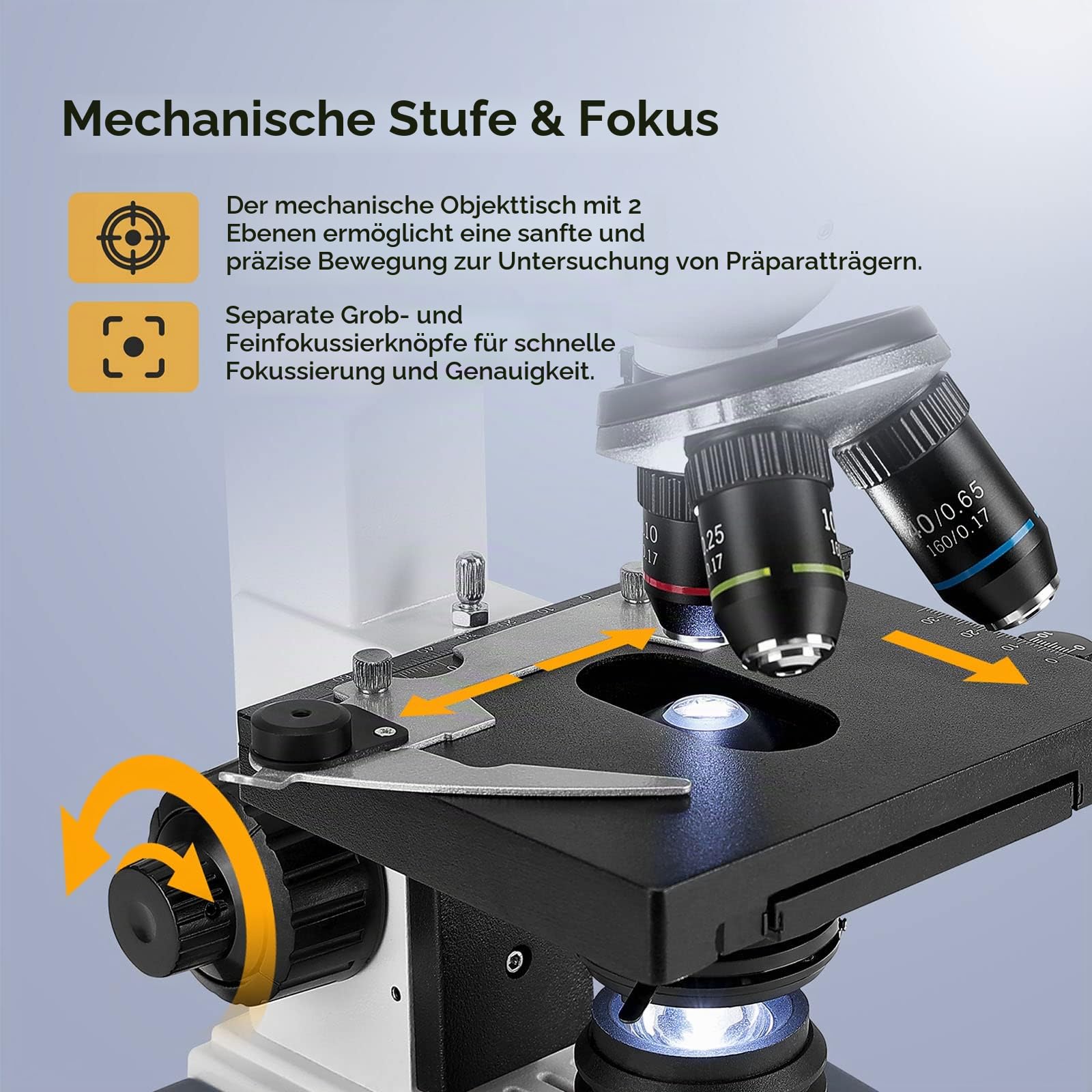 Laborkomplexes Trinokulares Mikroskop mit 40X-2500X Vergrößerung und 5MP 7-Zoll LCD-Bildschirm, zweischichtiger mechanischer Bühne für Tierhaltung, Tierkliniken, Labor