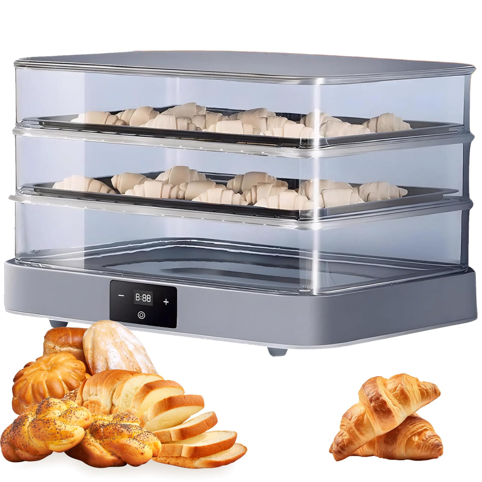 Gärbox Sauerteig & Teigbox mit Deckel – Elektronisch gesteuertes Fermentationsgerät 40L – Automatische Luftfeuchtigkeit, 24h-Timer, Transparent, für Sauerteig, Brot und fermentierte Lebensmittel
