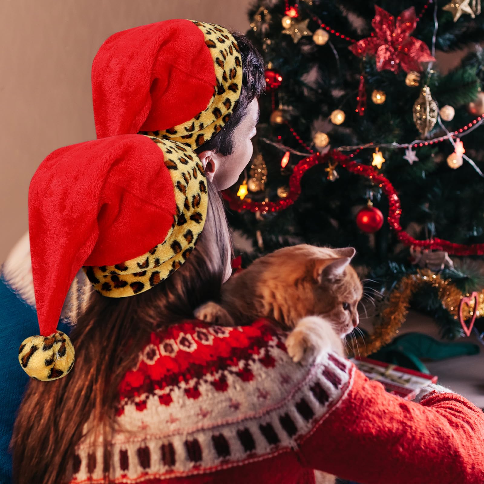 Liitrsh Lot de 12 bonnets de Père Noël en peluche avec doublure et peluche