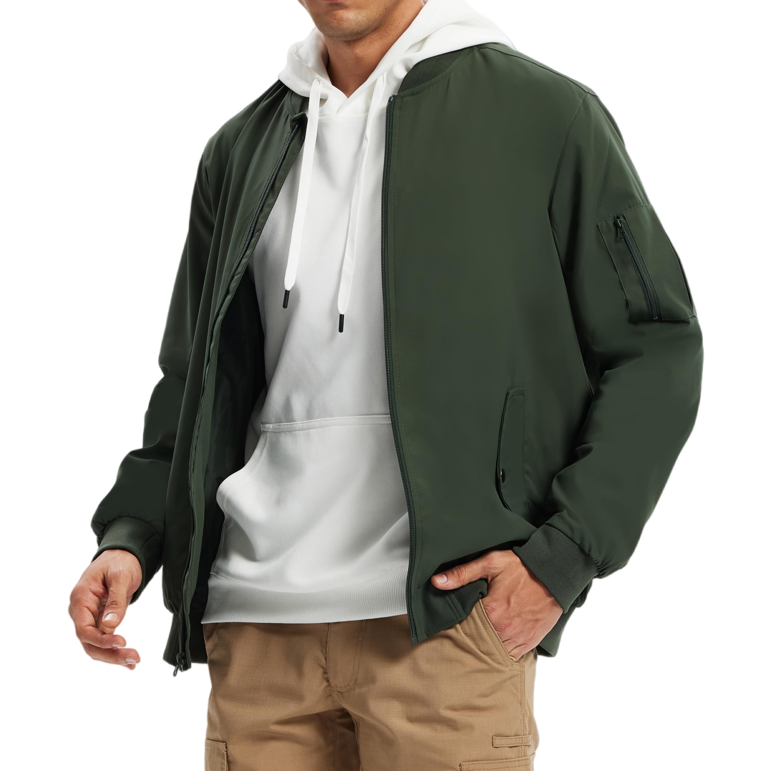 HDL Men’s Windbreaker Lightweight Bomber Jacket for Spring and Fall | 4 Secure Pockets: F…
