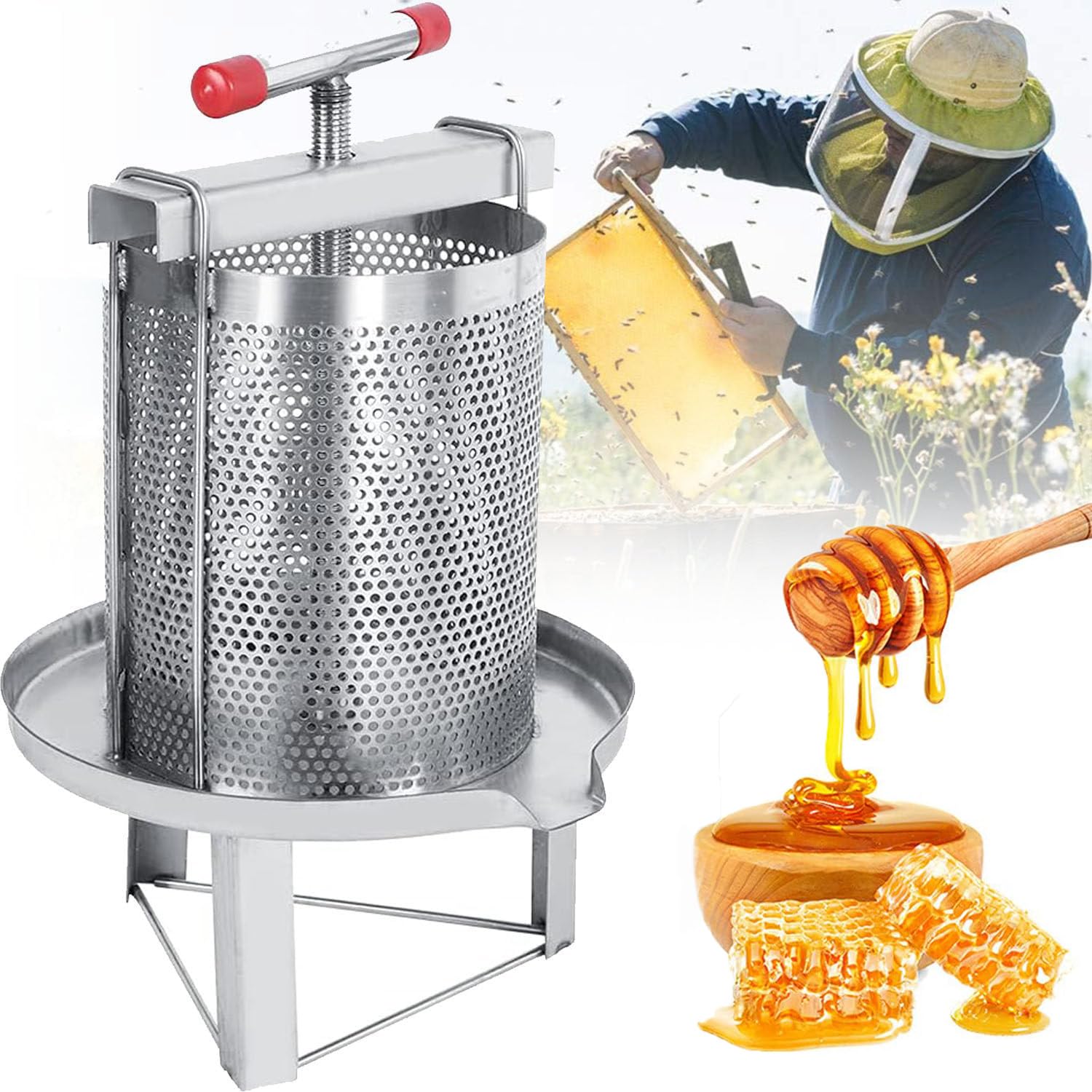 Xnzjhpp Honey Extractor Manual Equipment, Honey Separator & Presser For Beekeeping, Household Use, Efficient Honey Extraction Tool For Commercial Beekeepers