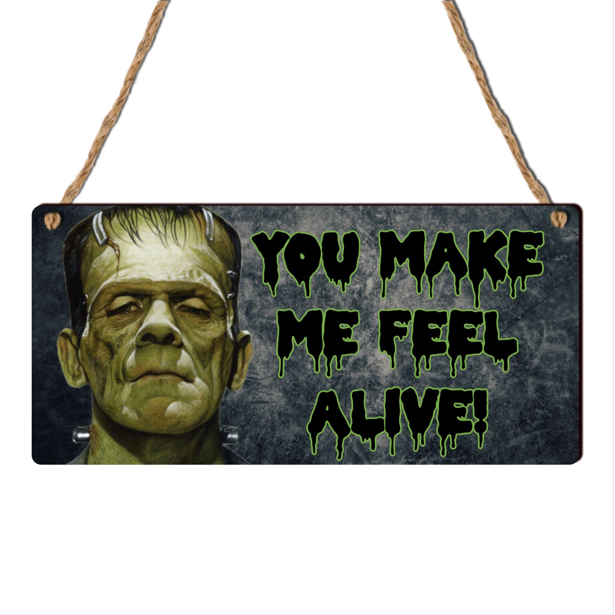Hocus Pocus & Horror Films Wooden Plaque: Iconic Movie Lines, Doctor Strange & Beetlejuice References, For Halloween Decorations and Film Enthusiasts (You make me feel alive)