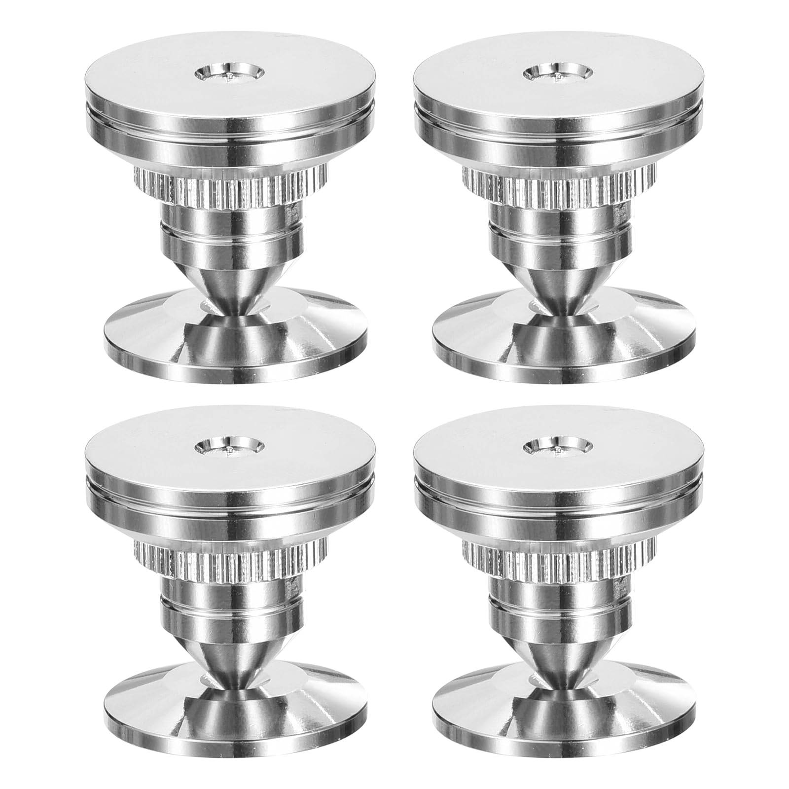 sourcing map 4pcs Silver Speaker Spike Kit Shockproof Adjustable Copper Speaker Spike Isolation with Speaker Spikes Pads Mat,Double-Sided Adhesive for Subwoofer CD DVD Audio Amplifier Recorder