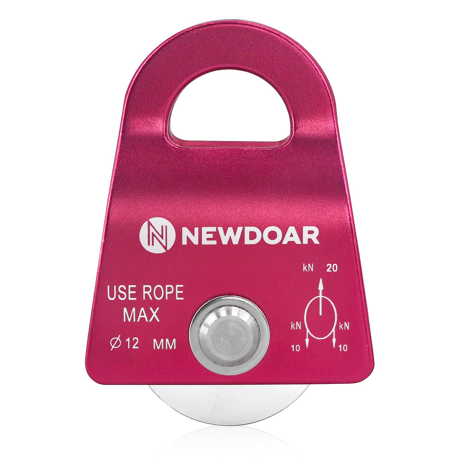NewDoar Micro Mobile Single Pulley,20kN(4500 lb) Max Rope 1/2in for Rigging Arborist Climbing Rescue,CE Certified(20KN Red 1pcs)