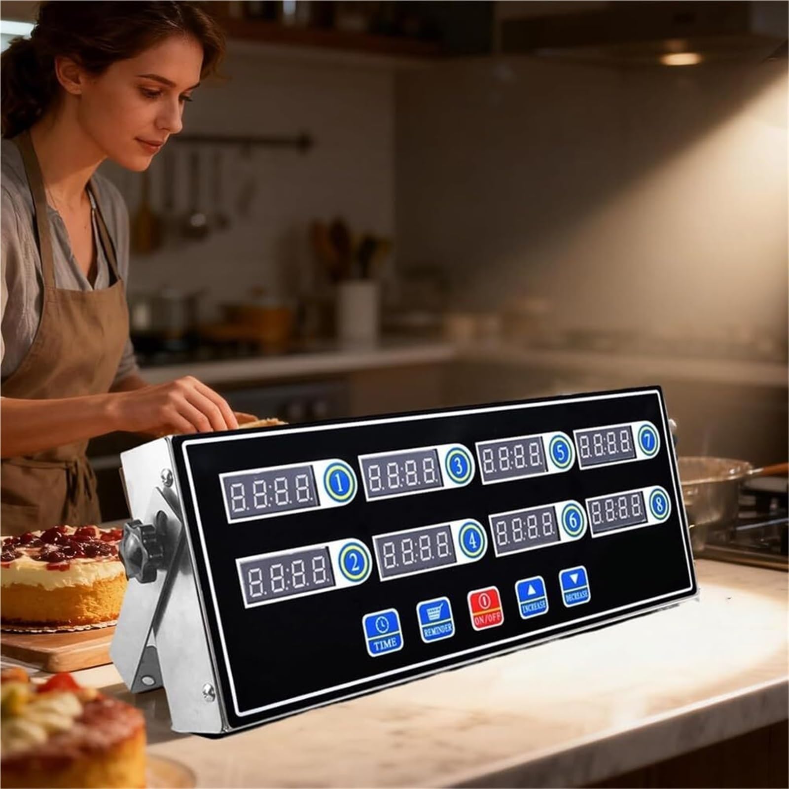 Digitaler 8-Kanal-Küchentimer, Laute Alarmerinnerung mit klarem LED-Display, verstellbare Halterung und Alarm/präzises Timing und Lautstärke, for den gewerblichen und