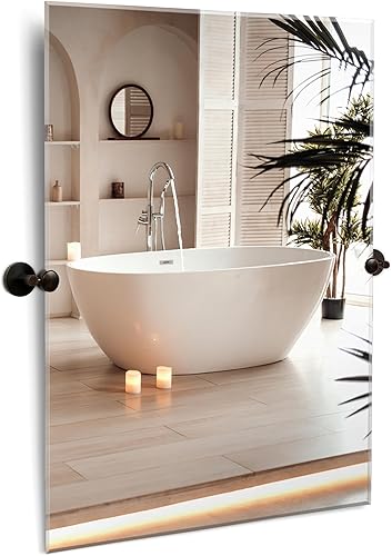 Hamilton Hills - Espejo pivotante ovalado grande con anclajes de pared de cromo pulido - Espejo de pared ajustable con respaldo, movible e