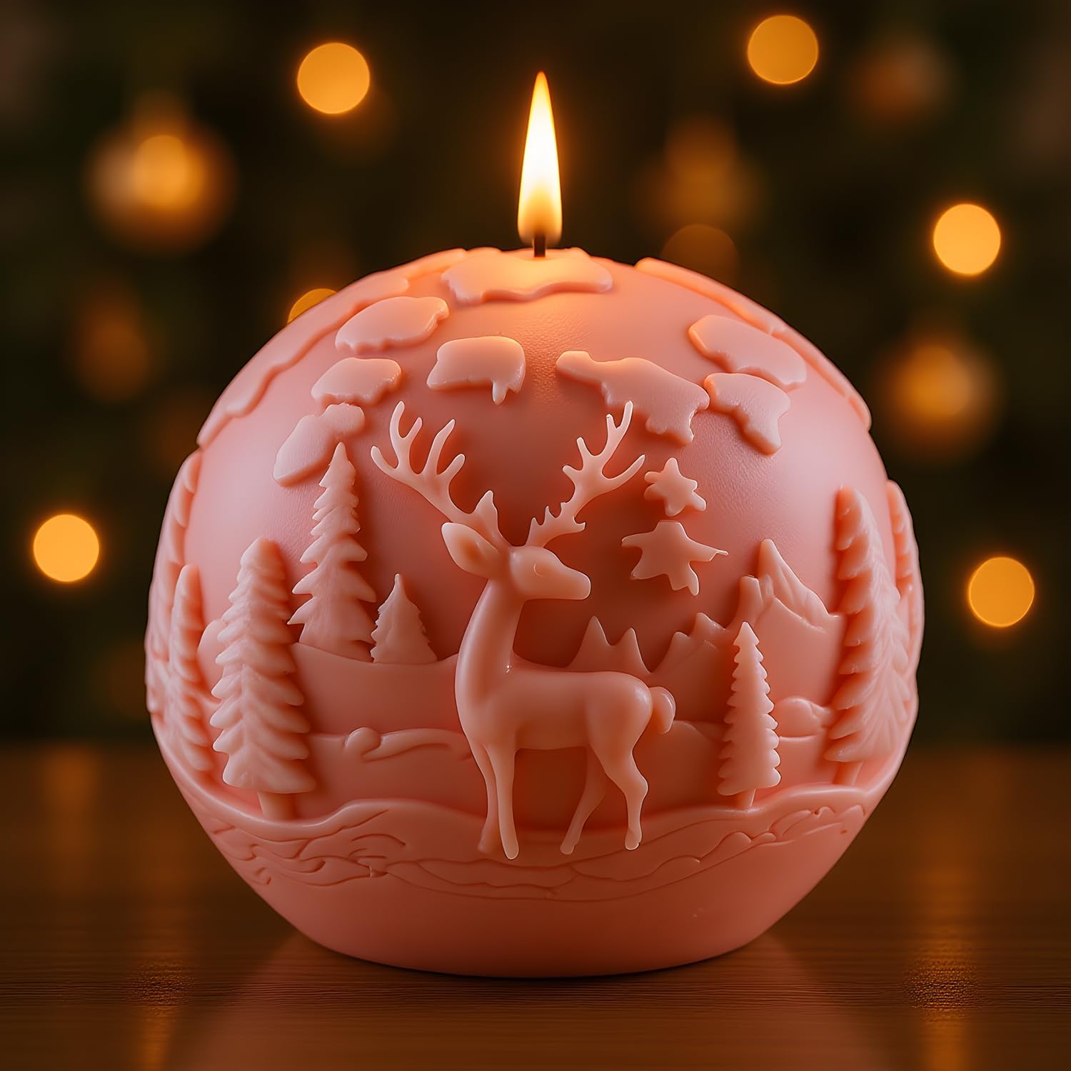 Christmas Ball Candle Mold Christmas Deer Ball Resin Casting Silicone Molds for Xmas Candles Making Aromatherapy Candles Wax Polymer Clay Home Decoration