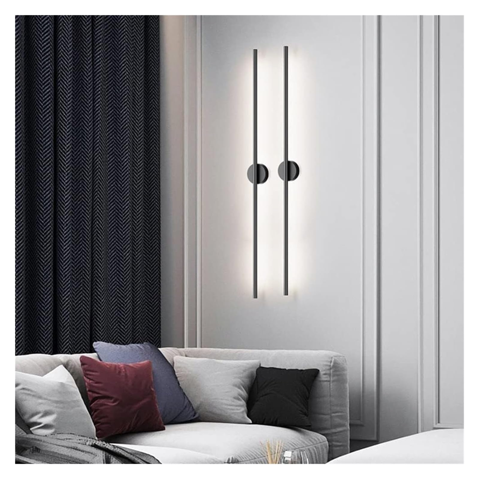 LYGXWJFC Kinkiety Kinkiety Minimalizm Długi pasek Kinkiet Aluminiowy kryty Kinkiet ścienny LED Nocny Astygmatyzm Kinkiet Oprawa ścienna do sypialni Komoda Łazienka Pokój dzienny (Czarny -6