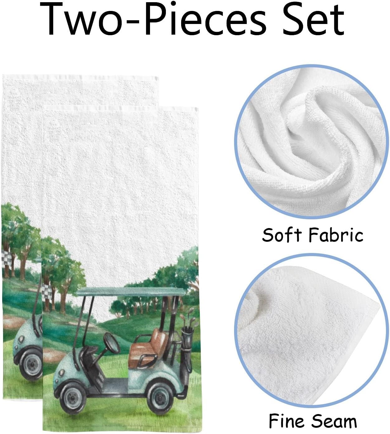 Hand Bath Towels for Bathroom Set of 2 Golf Sports Trees Fingertip Towel Water Absorbent Soft Polyester for Kitchen Gym Spa Face Salon 30x15Inch - Image 2