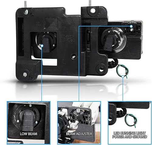 Miniatura 7 de AmeriLite - Faros delanteros de repuesto, con barra de halo LED, para camioneta, SUV.