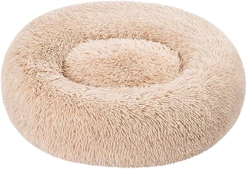 Miniatura 8 de Amazon Basics Donut Pet Bolster - Cama de pelo sintético para perro, beige, 36" x 36" Beige,Gris