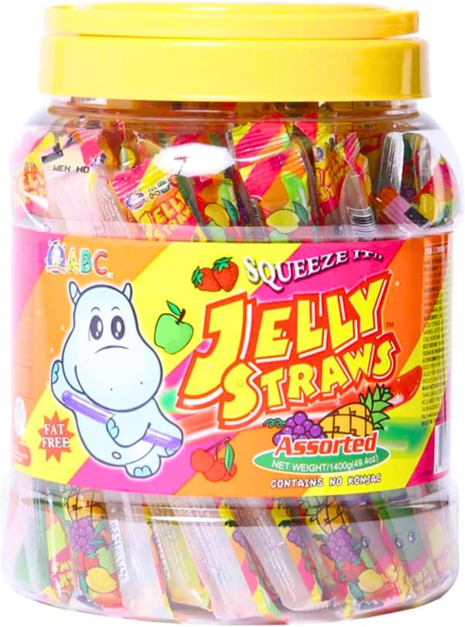 Vmart ABC Assorted Fruit Flavoured Jelly Stick Straws 1.4kg Jar