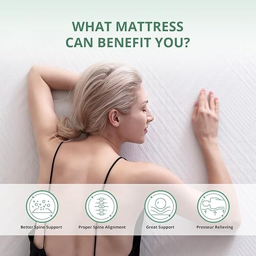 Miniatura 7 de Colchón individual – Colchón de espuma viscoelástica de té verde de 5 pulgadas, colchón individual en una caja, certificado CertiPUR-US sin fibra de