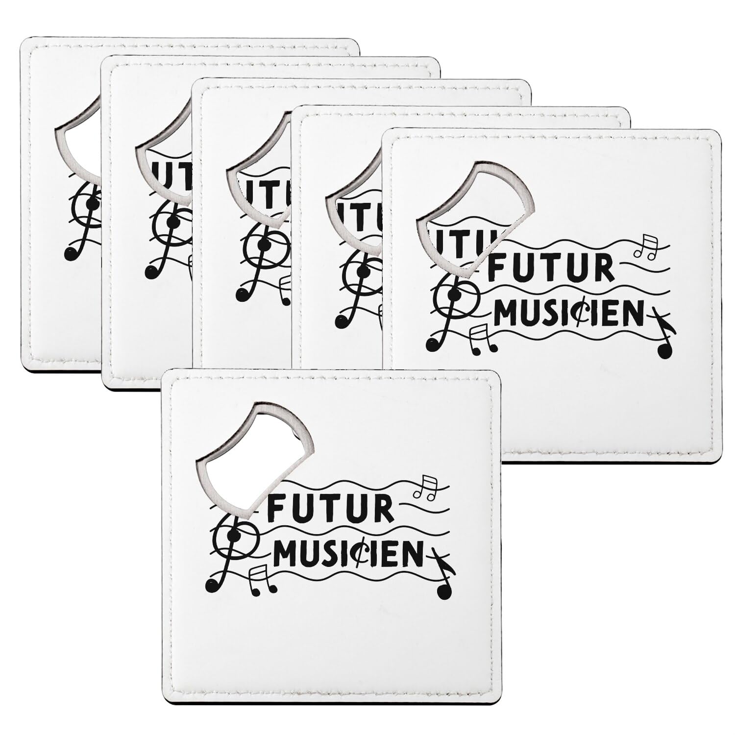 Sous verre décapsuleur design musique lot de 6 dessous de verre 92x92 mm