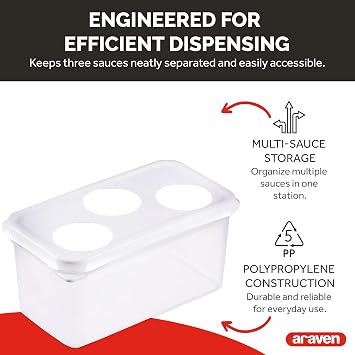 Araven 3 25OZ-SQUEEZE BOTTLE ORGANIZER 1/3 SIZE POLYPROPYLENE - WHITE